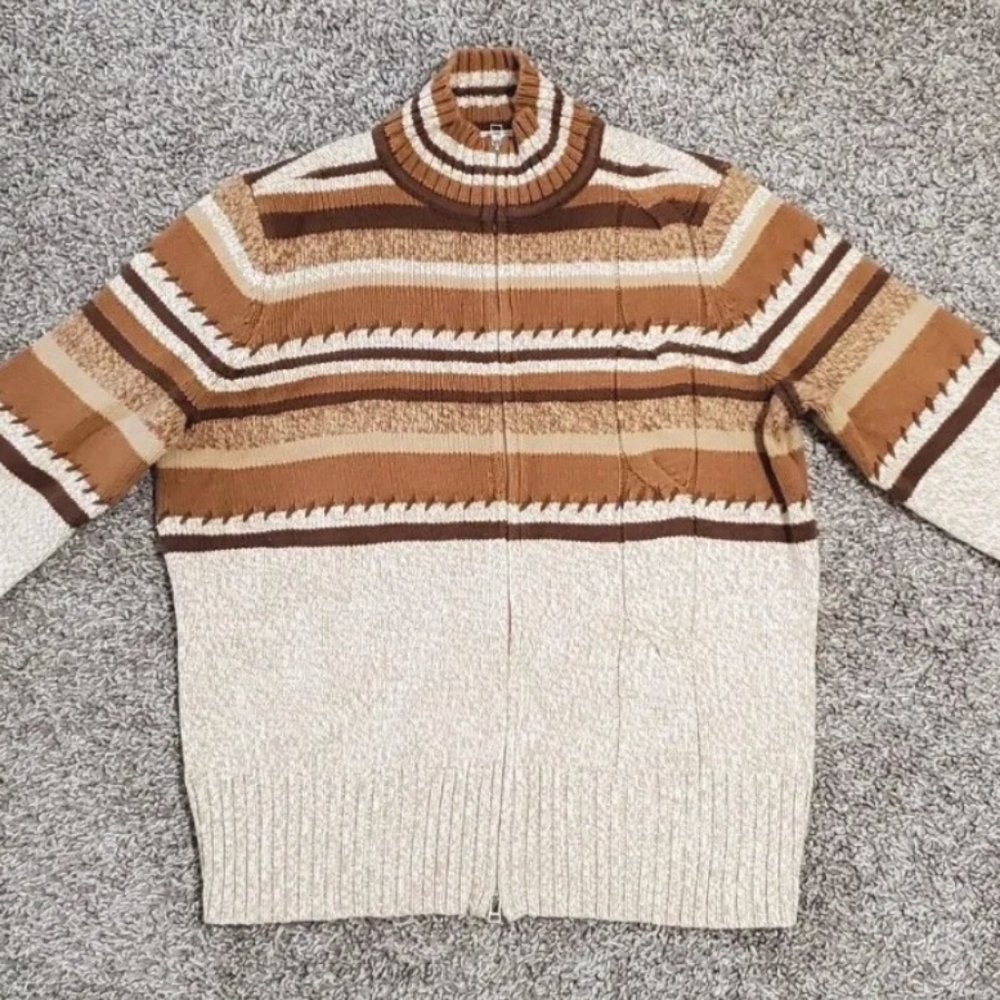 Women's Emma James Long Sleeve Full Zip Sweater Size S Brown